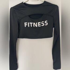 Black Fitness Long Sleeve Crop Top